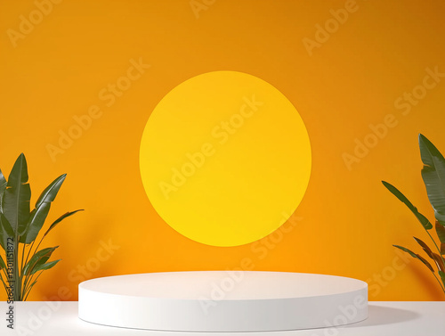3d product display yellow background