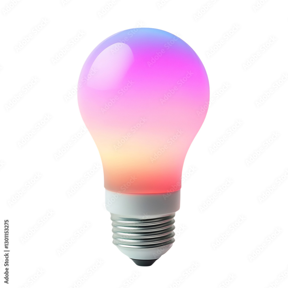 A Modern High Tech Smart Light Bulb with Color Chang Isolated on Transparent Background A Modern High Tech Smart Light Bulb with Color Chang Isolated on Transparent Background