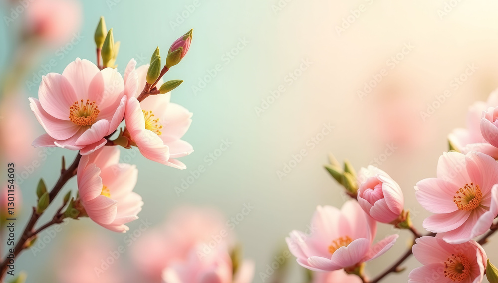 Obraz premium A close up of a bunch of pink flowers with a white background. The flowers are arranged in a way that they are almost touching each other, creating a sense of unity and harmony