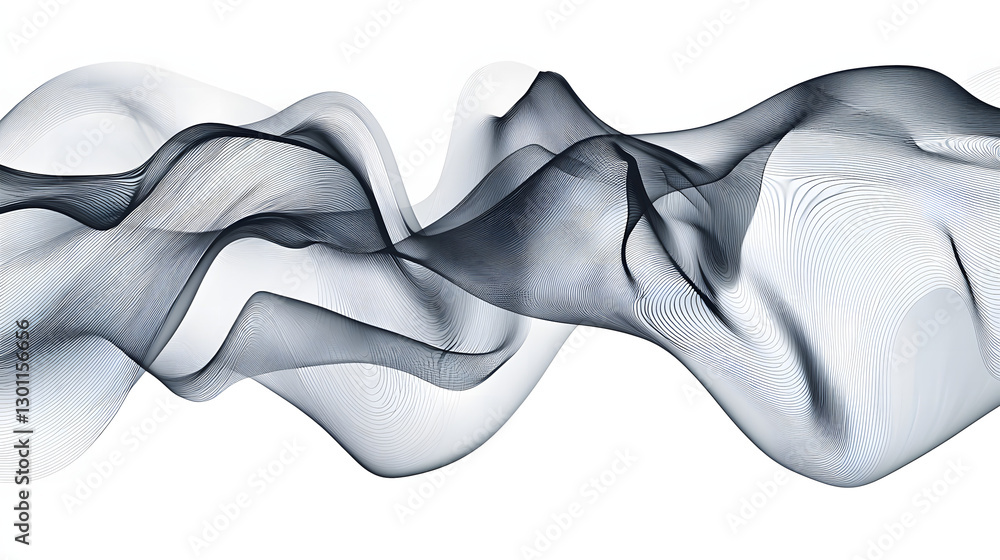 Obraz premium Abstract Flowing Lines: An elegant display of fluid abstract lines in varying shades creating a dynamic wave-like pattern that evokes a sense of movement and ethereal beauty.