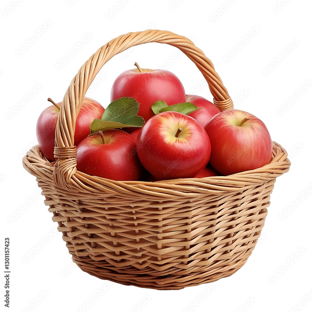 Red Apples in Wicker Basket Fresh Fruit Harvest Still Life Red Apples in Wicker Basket Fresh Fruit Harvest Still Life