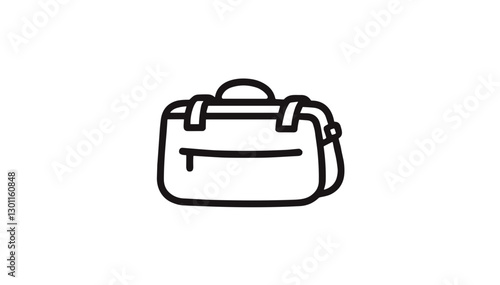 Stylish black duffel bag with shoulder strap on white background