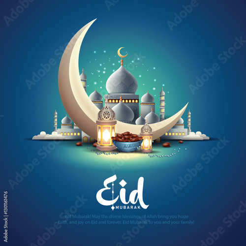 Eid mubarak and ramadan kareem islamic greeting card , poster, banner design, abstract vector illustration design