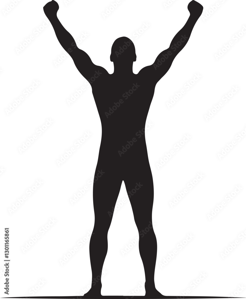 standing with arms raised in victory vector standing with arms raised in victory vector