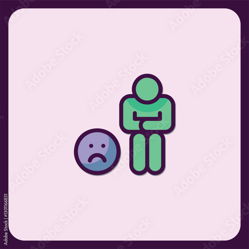 Sad Person Icon with Negative Emotion Symbol Illustration