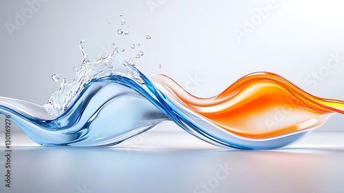Abstract Dynamic Blue and Orange Liquid Waves