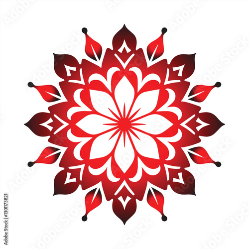 
This image showcases a beautifully intricate geometric mandala design with a striking gradient of warm colour, transitioning from golden yellow to deep red. The symmetrical floral-inspired pattern ex