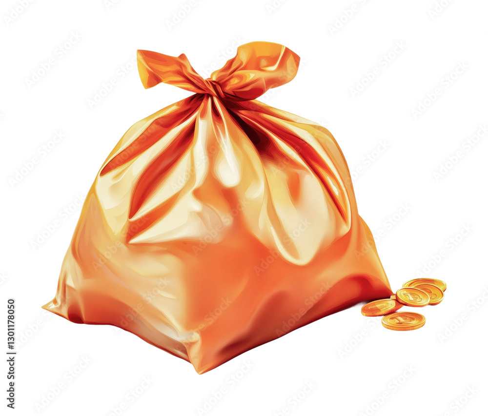 Bag overflowing with coins symbolizing wealth and prosperity for financial success concepts and creative projects, cut out Bag overflowing with coins symbolizing wealth and prosperity for financial success concepts and creative projects, cut out