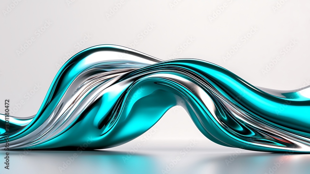 Abstract Metallic Blue and Silver Wave Background Abstract Metallic Blue and Silver Wave Background