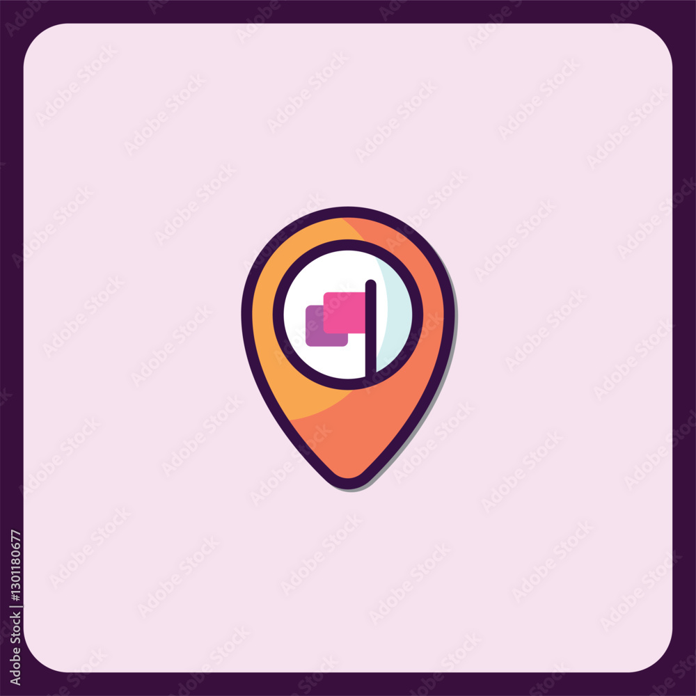 Modern Location Pin Icon with Colorful Graphic Design Elements Modern Location Pin Icon with Colorful Graphic Design Elements