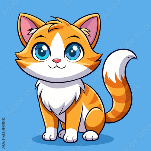 Cute cartoon cat with big eyes, perfect for kids' products