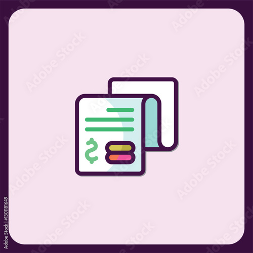 Financial Documents Icon, Invoice, Receipt, or Bill Payment