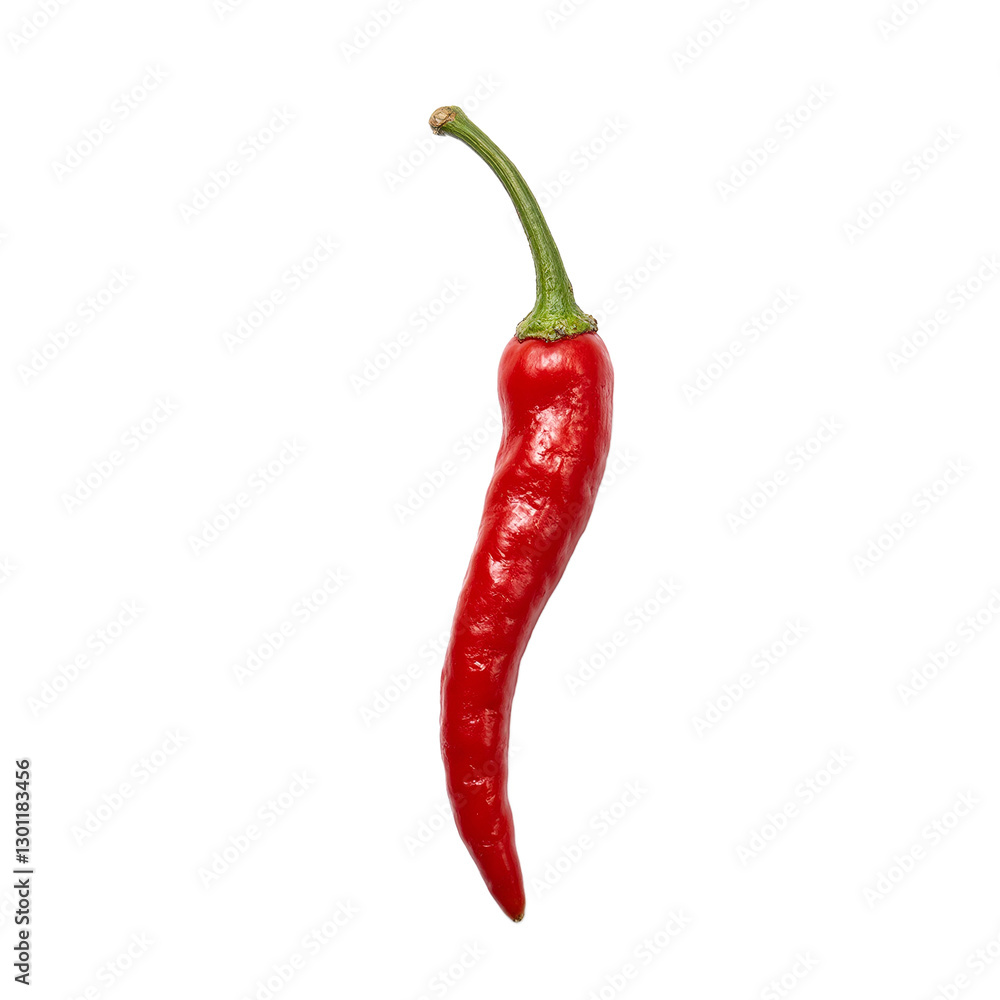 Vibrant red chili pepper with glossy skin and texture isolated on white Ideal for food spice and healthy living concepts Vibrant red chili pepper with glossy skin and texture isolated on white Ideal for food spice and healthy living concepts