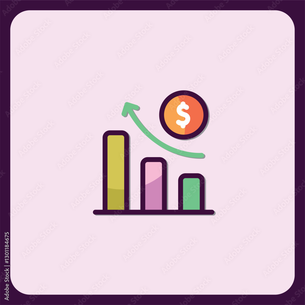Financial Growth Icon, Increasing Profits and Investment Returns Financial Growth Icon, Increasing Profits and Investment Returns
