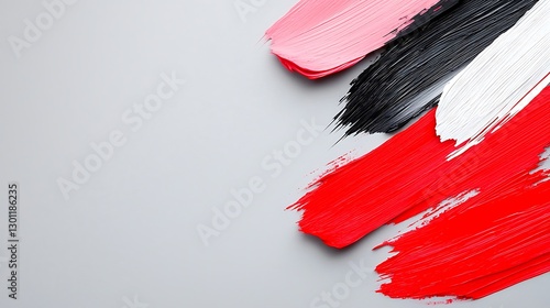 Abstract Paint Strokes Background: Red Pink Black White Grunge Texture