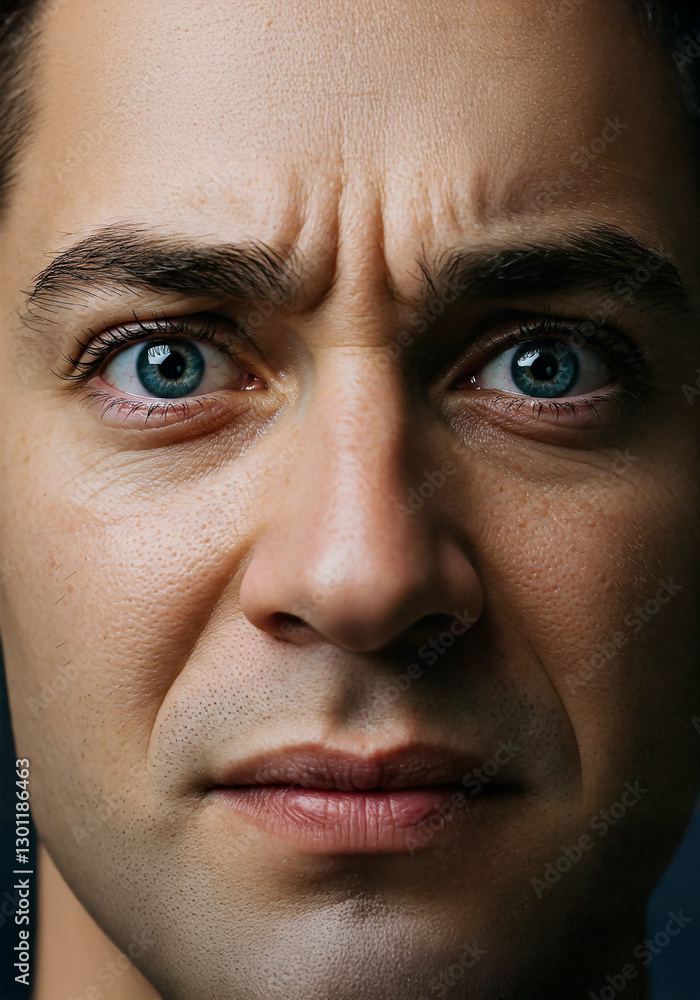 Obraz premium Intense Close-Up of a Man's Face