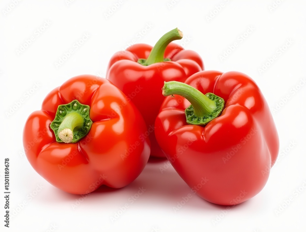 Fresh Red Bell Peppers on White Background Fresh Red Bell Peppers on White Background
