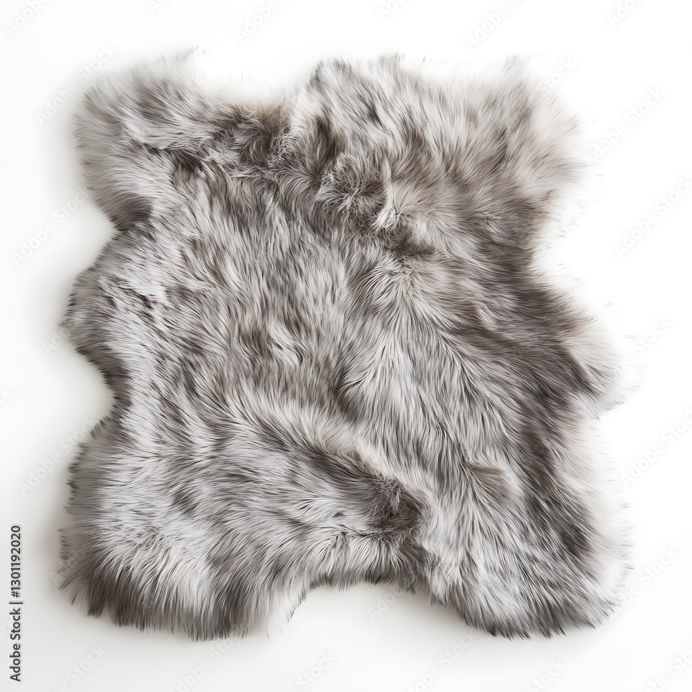 Obraz premium Luxurious faux fur asset for in-house furniture white background stylish home decor item