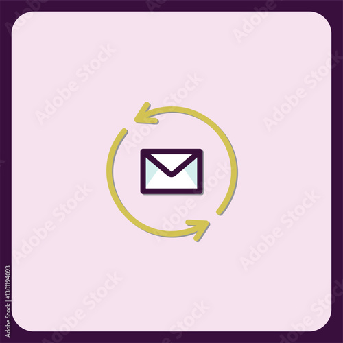 Email Refresh Icon, Modern Circular Arrows and Envelope Design