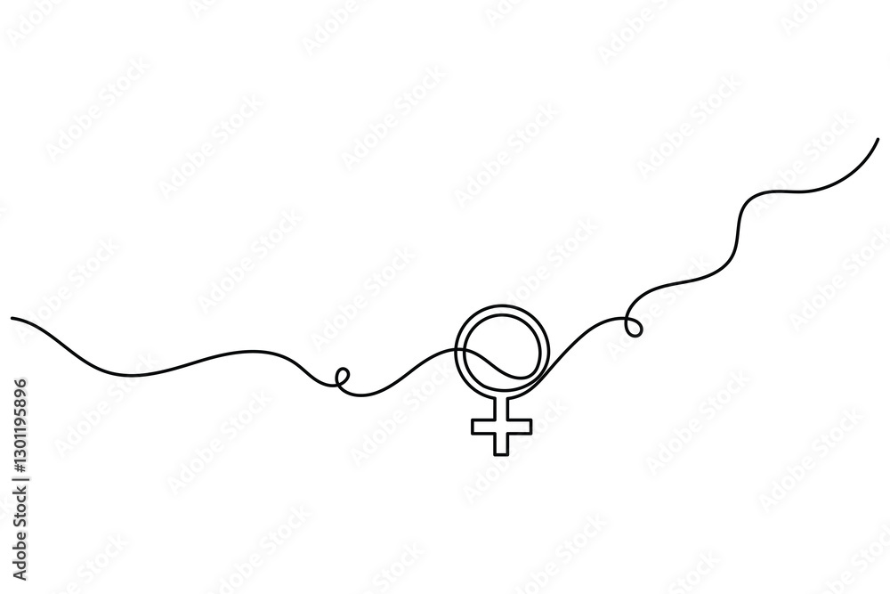Obraz premium Female gender symbol continuous one line simple Vector illustration