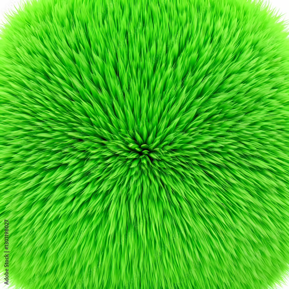 Abstract shape made of green fur, isolated on white background. 3d rendering. Abstract shape made of green fur, isolated on white background. 3d rendering.