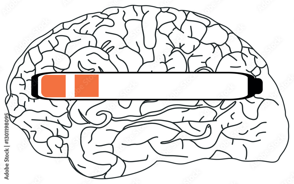 The sticker image shows a black and white illustration of a brain with a horizontal progress bar partially filled in orange.
The sticker image shows a black and white illustration of a brain with a horizontal progress bar partially filled in orange.
