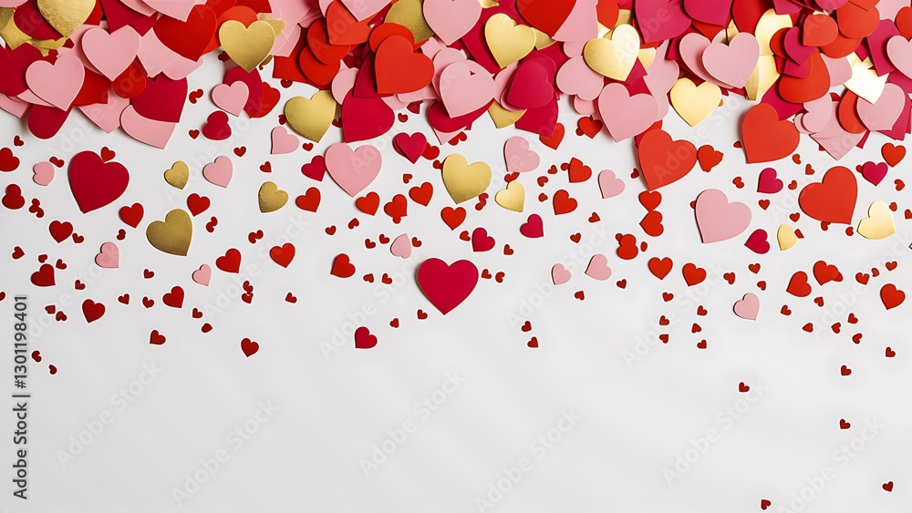 Scattered Hearts Confetti in Red, Gold, and Pink for Valentine’s Day Scattered Hearts Confetti in Red, Gold, and Pink for Valentine’s Day