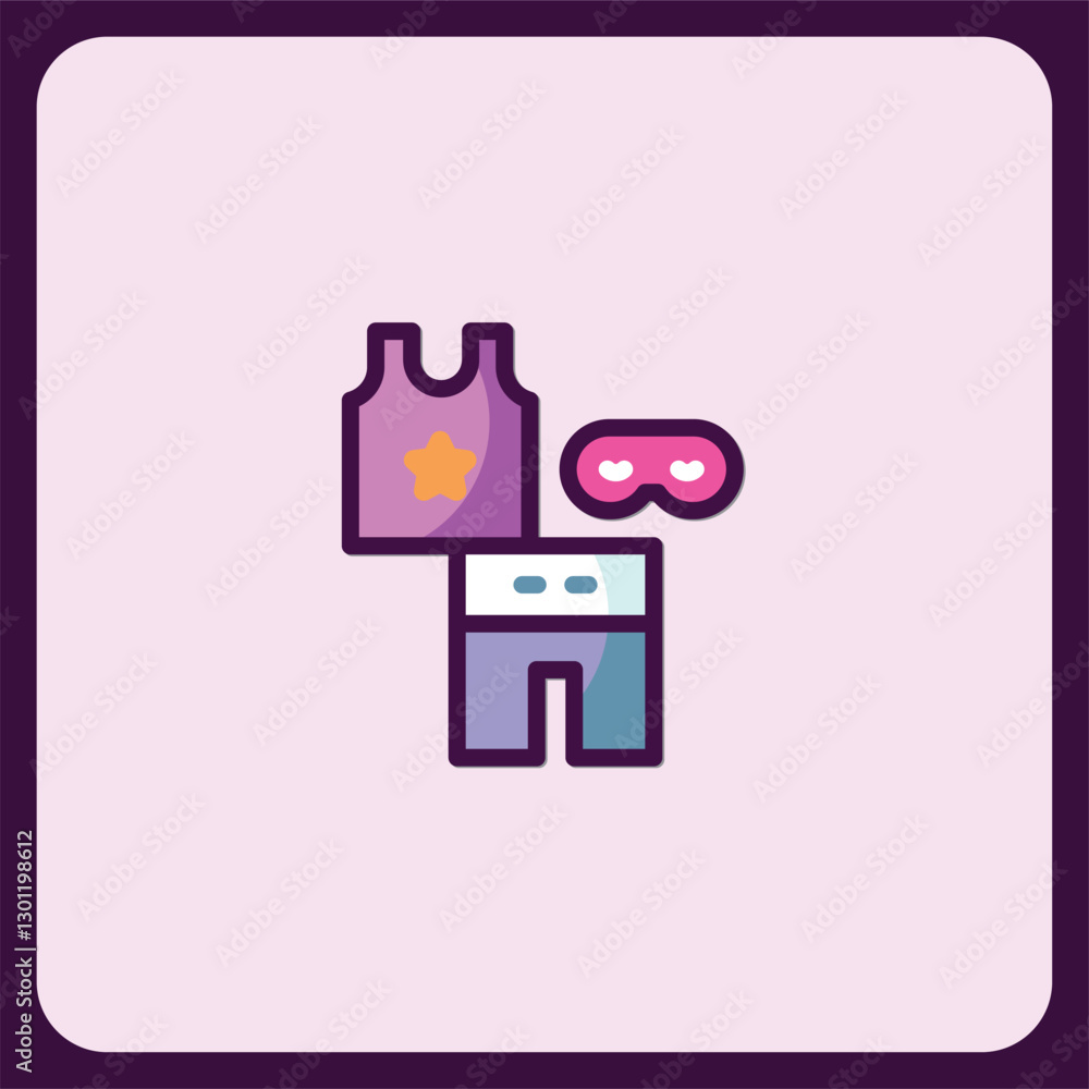 Cute Pajamas Icon Set for Sleepwear Design Cute Pajamas Icon Set for Sleepwear Design
