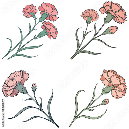 A carnation flower icon with soft, frilly petals