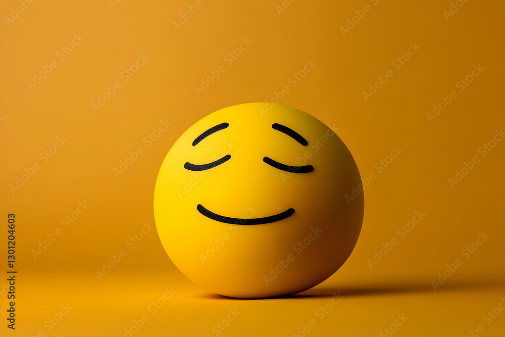Fototapeta premium Happy yellow ball on warm yellow background symbolizing joy and positivity in an uplifting setting