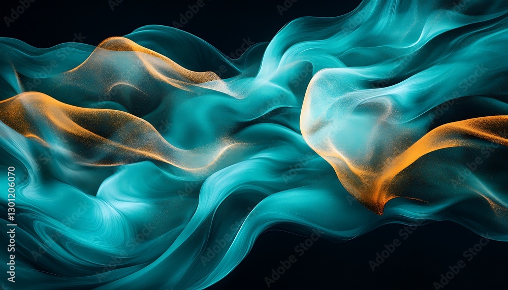 Obraz premium Abstract teal & gold flow on dark background