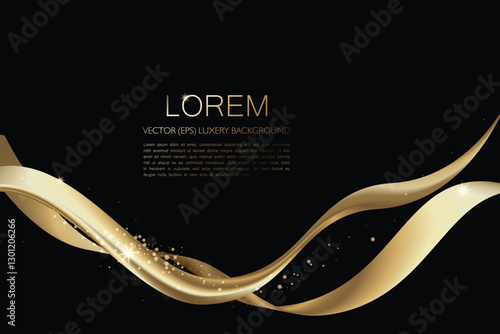 Premium elegant luxury dark background with glamorous gold elements and stardust for presentations, greetings and advertising. Vector, EPS, editable elements