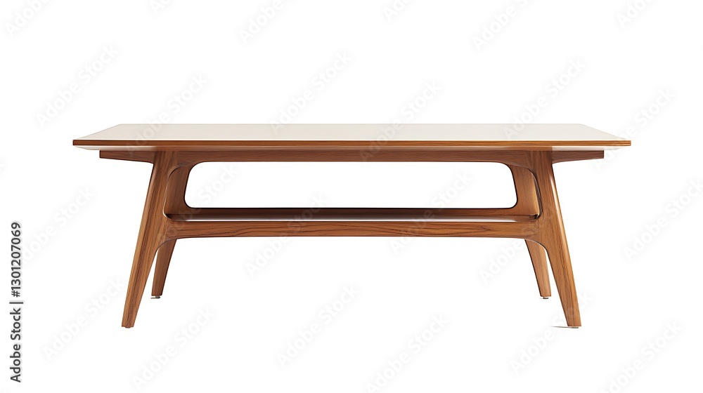 Elegant wooden coffee table asset for in-house furniture on white background modern interior design concept Elegant wooden coffee table asset for in-house furniture on white background modern interior design concept