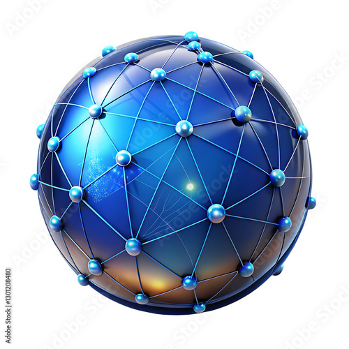 Global Network Sphere  A 3D Illustration of Interconnectedness, Global Network Connection