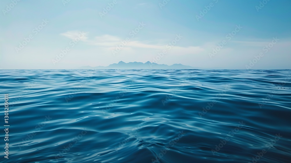 Fototapeta premium a calm ocean surface with water waves against clear blue sky