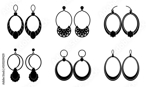 Hoop Earrings silhouette vector