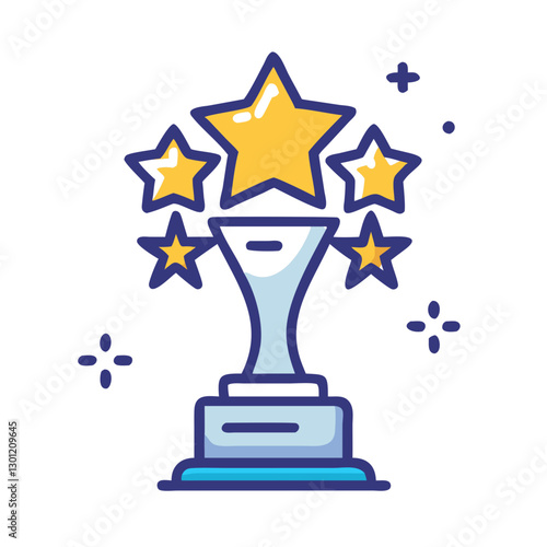 Silver trophy cup with golden stars