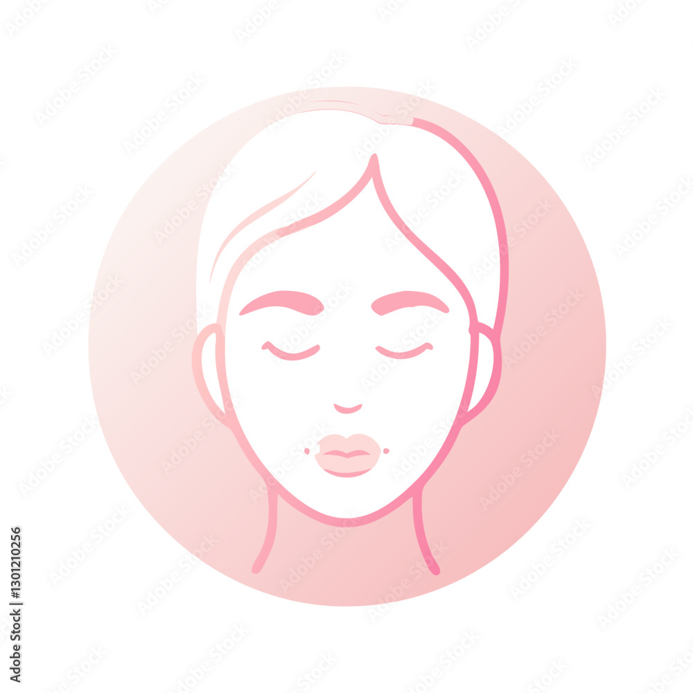 Feminine beauty portrait in pink circle Feminine beauty portrait in pink circle