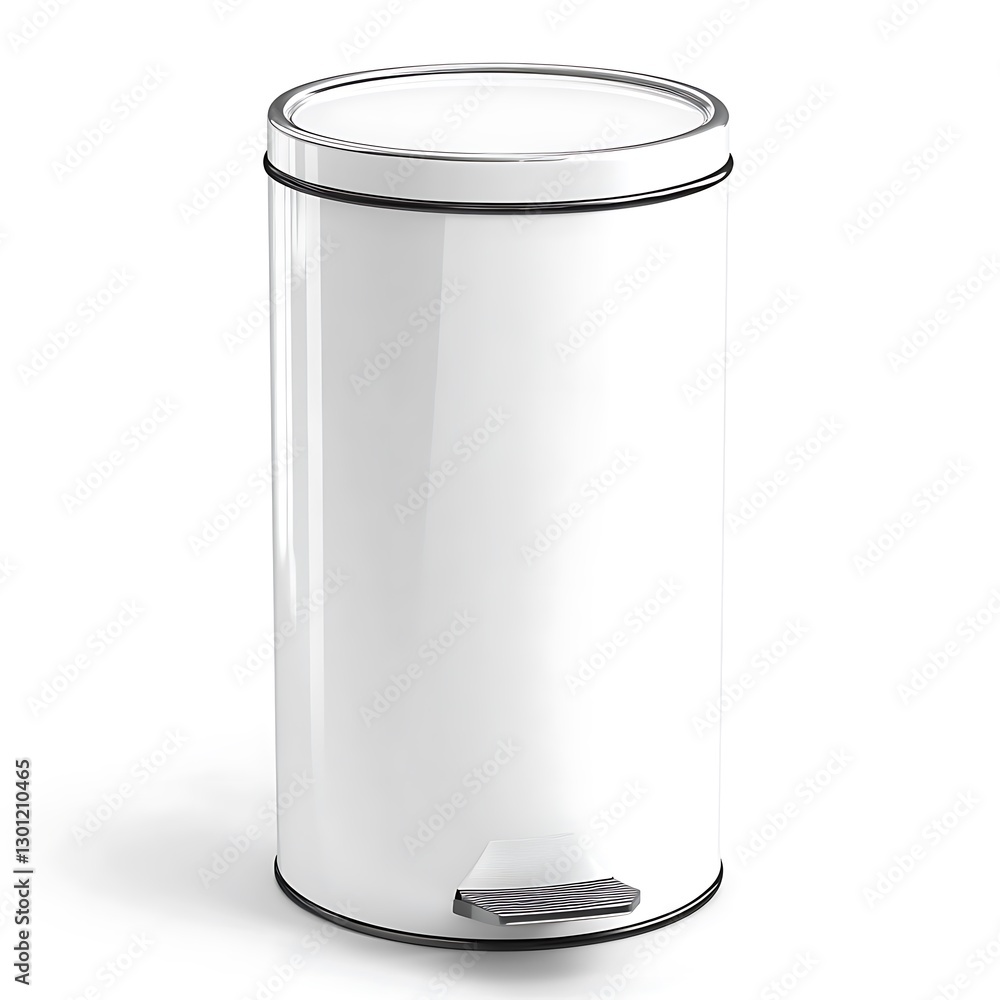 Modern white trash bin home asset minimalistic furniture item on white background clean in-house environment Modern white trash bin home asset minimalistic furniture item on white background clean in-house environment
