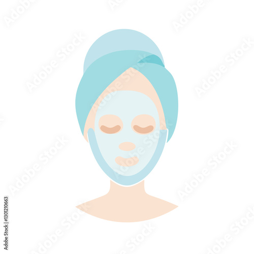 Woman with a blue facial mask for skincare
