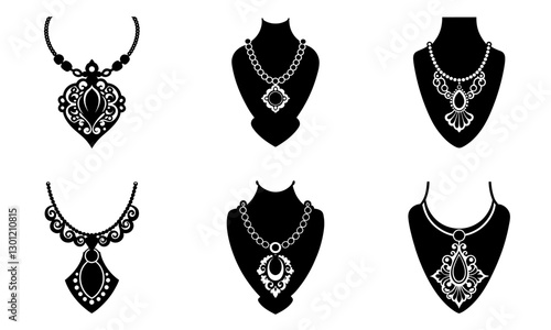 Initial Necklace silhouette vector