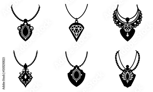 Initial Necklace silhouette vector