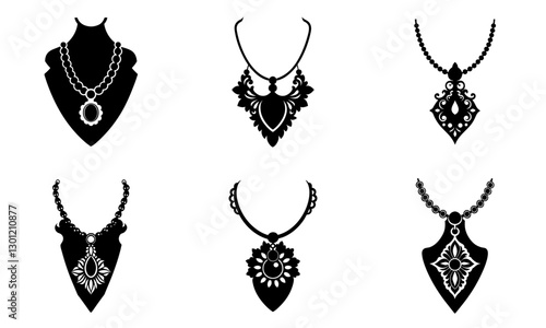 Initial Necklace silhouette vector