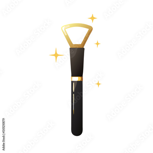 Elegant makeup brush with black and gold design