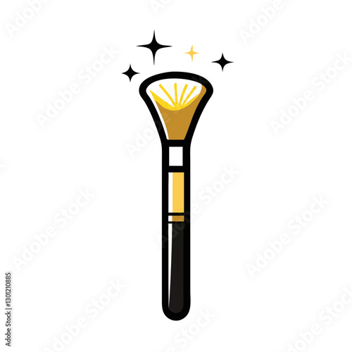 Luxury makeup brush with golden bristles