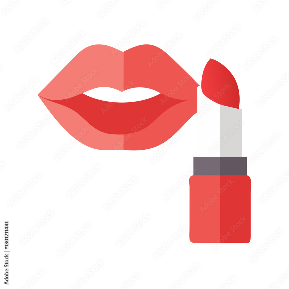 Obraz premium Lips with red lipstick illustration