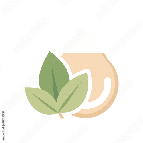 Essential oil drop with fresh leaves