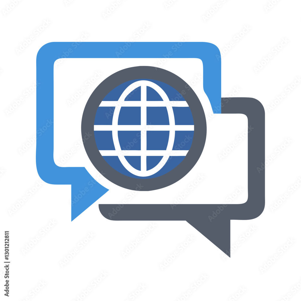 Global chat communication icon in blue
