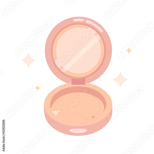 Opened compact powder case with glow effect