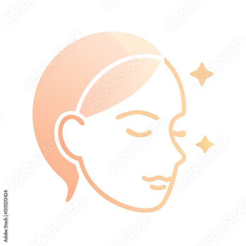 Woman’s face with glowing skin in minimal style